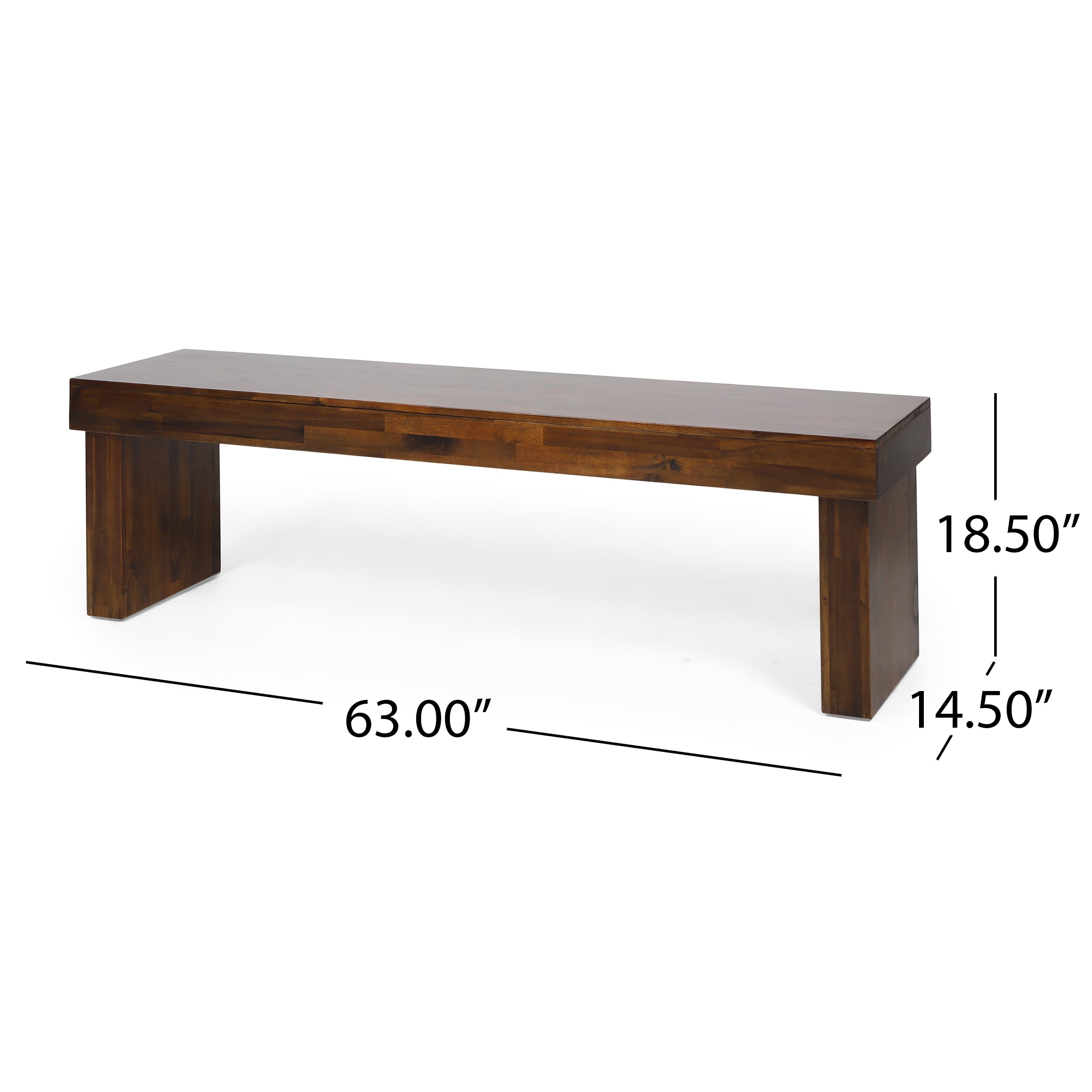 Logan Acacia Wood Dining Benches, Set of 2, Rich Mahogany