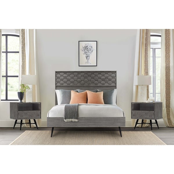 Makena 3 Piece Bedroom Set in Grey Acacia Wood - - 36021008