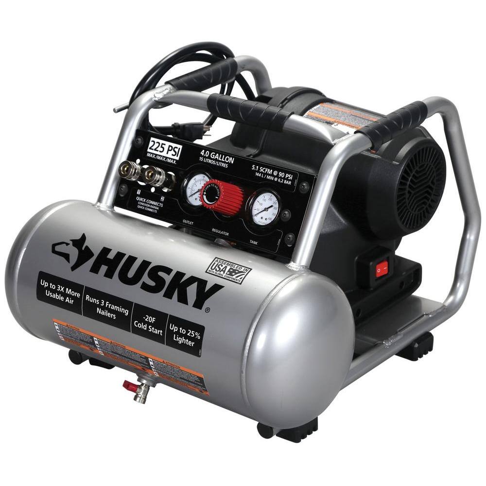 Husky 4 Gal. 225 PSI High Performance Crew Electric Portable Air Compressor C041H