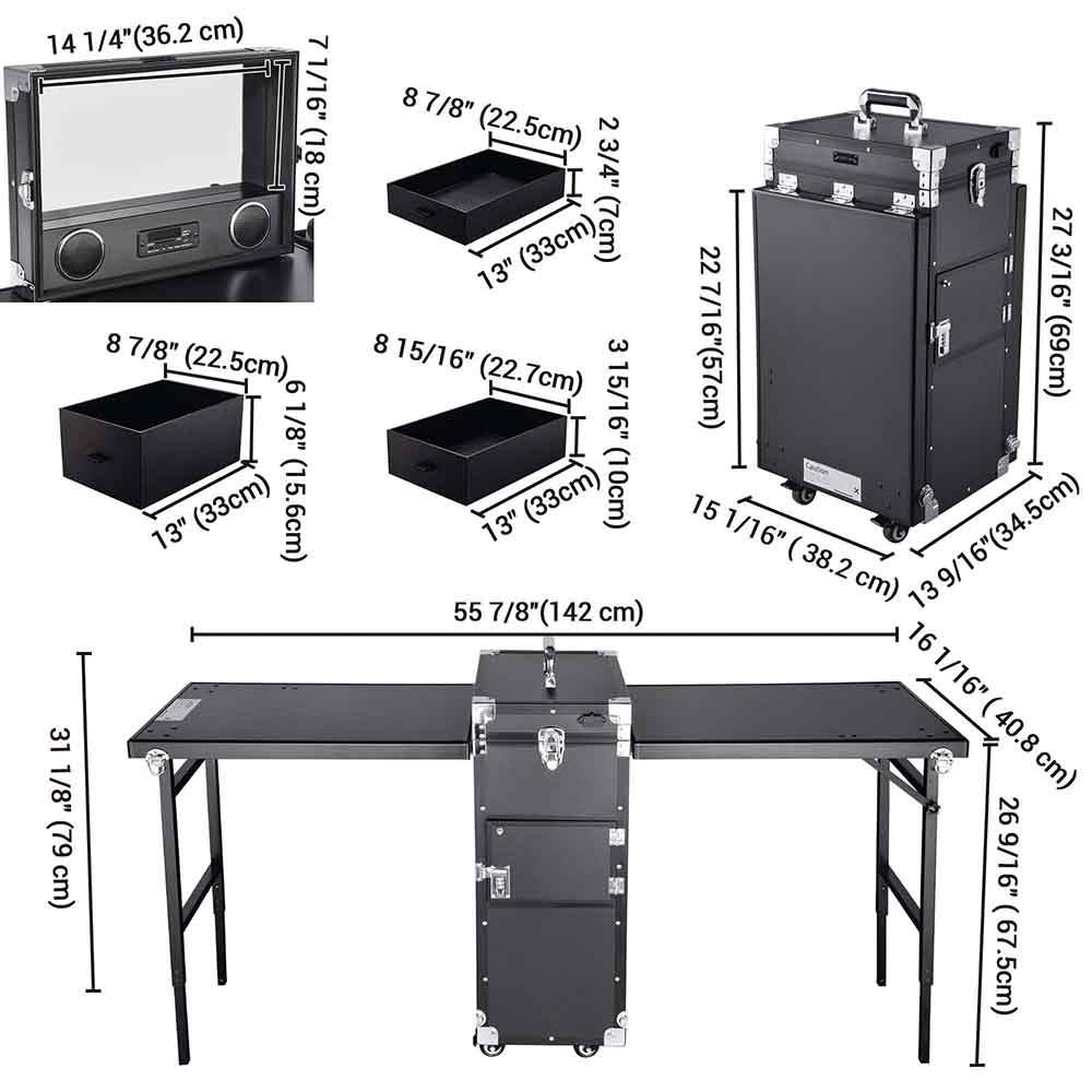 Byootique Double Makeup Hairstylist Nail Table Station