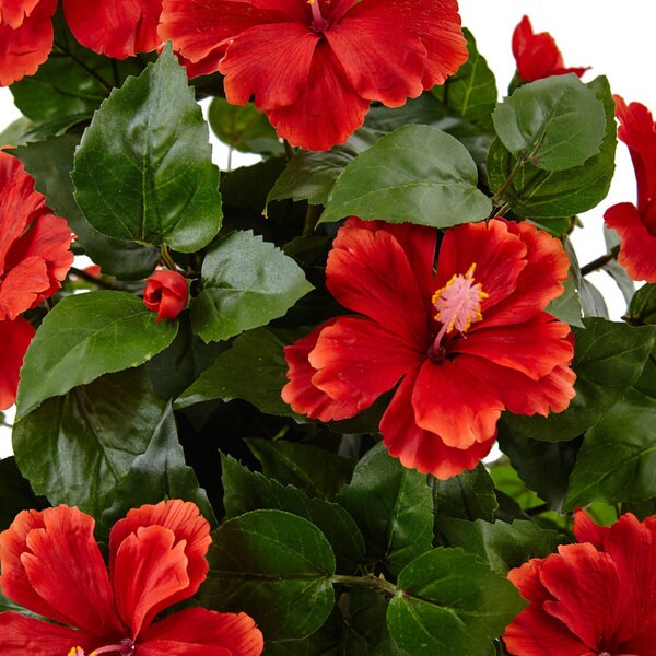 Nearly Natural Silk Artificial Hibiscus in Swirl Planter