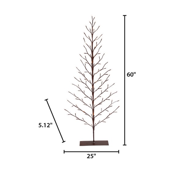 5 ft Tall Brown Pre Lit Tree with 112 Warm White LED Lights