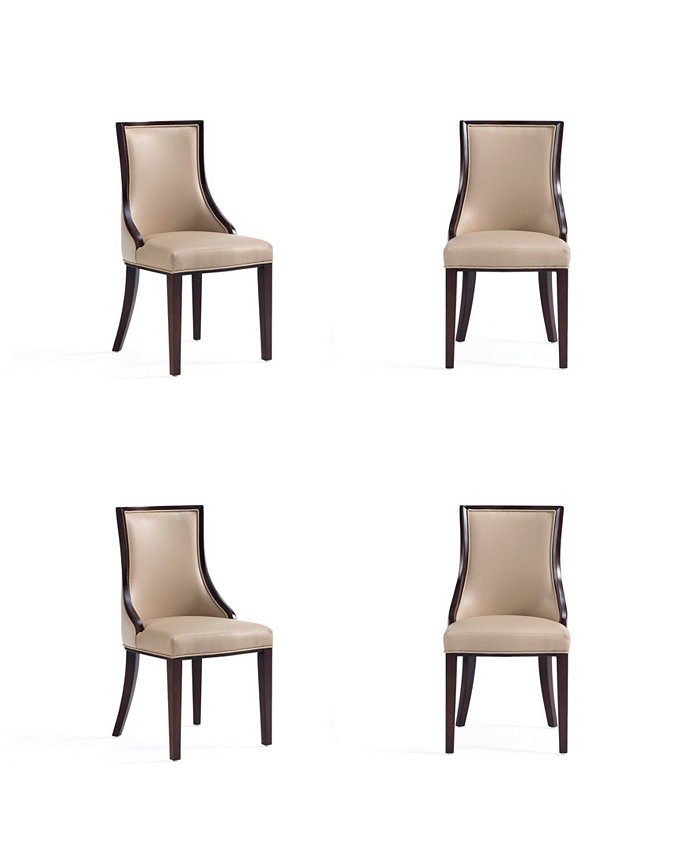 Manhattan Comfort Grand 4-Piece Beech Wood Faux Leather Upholstered Dining Chair Set