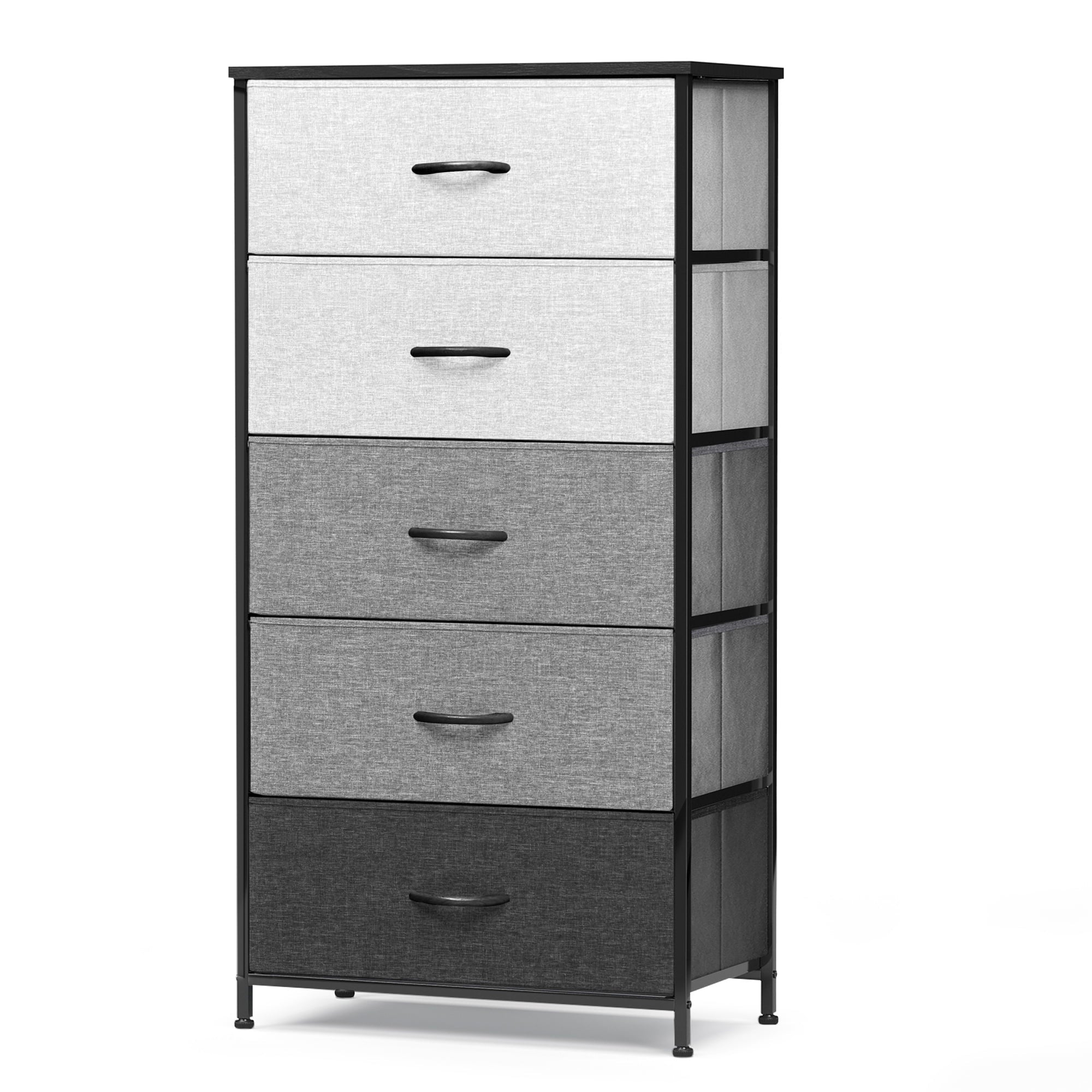 Pellebant Gray & Black 5 Drawers Vertical Dresser Storage Tower Organizer