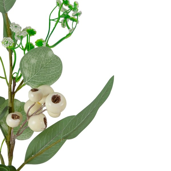 19 Eucalyptus Leaf and White Berry Floral Spring Pick