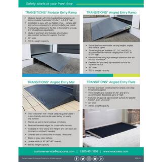 EZ-ACCESS TRANSITIONS 14 in. L x 40 in. W x 1.5 in. H Angled Entry Door Threshold Mat Grey Rubber TAEMGRY01 1.5