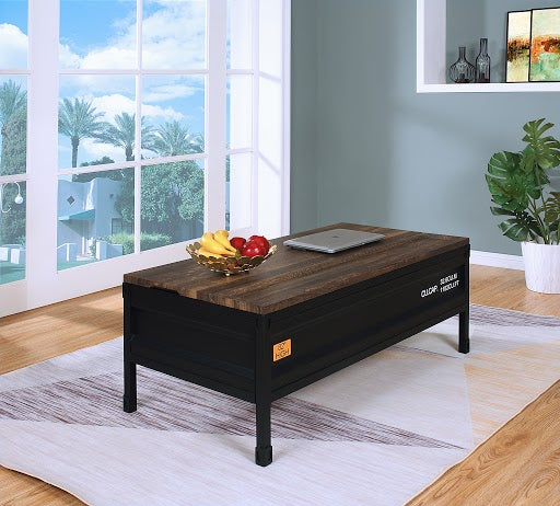 Furniture of America Prosta Industrial Wood and Metal Lift Top Coffee Table, Walnut/Black