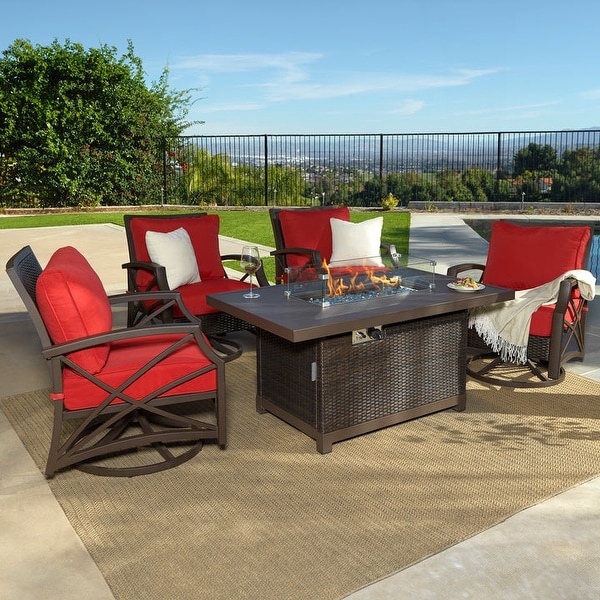 Kinger Home Novi Rattan 5Piece Outdoor Patio Furniture Set