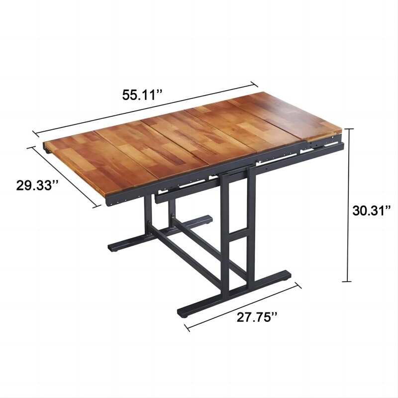 Extendable Solid Wood Dining Table and Book Shelf