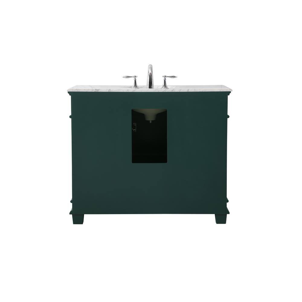 Timeless Home 42 in. W x 21.5 in. D x 35 in. H Single Bathroom Vanity in Green with White Marble TH100042GN