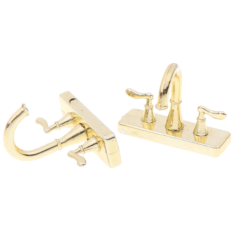 JETTINGBUY 2Pcs 1:12 Dollhouse accessories mini faucet simulation water tap model toys