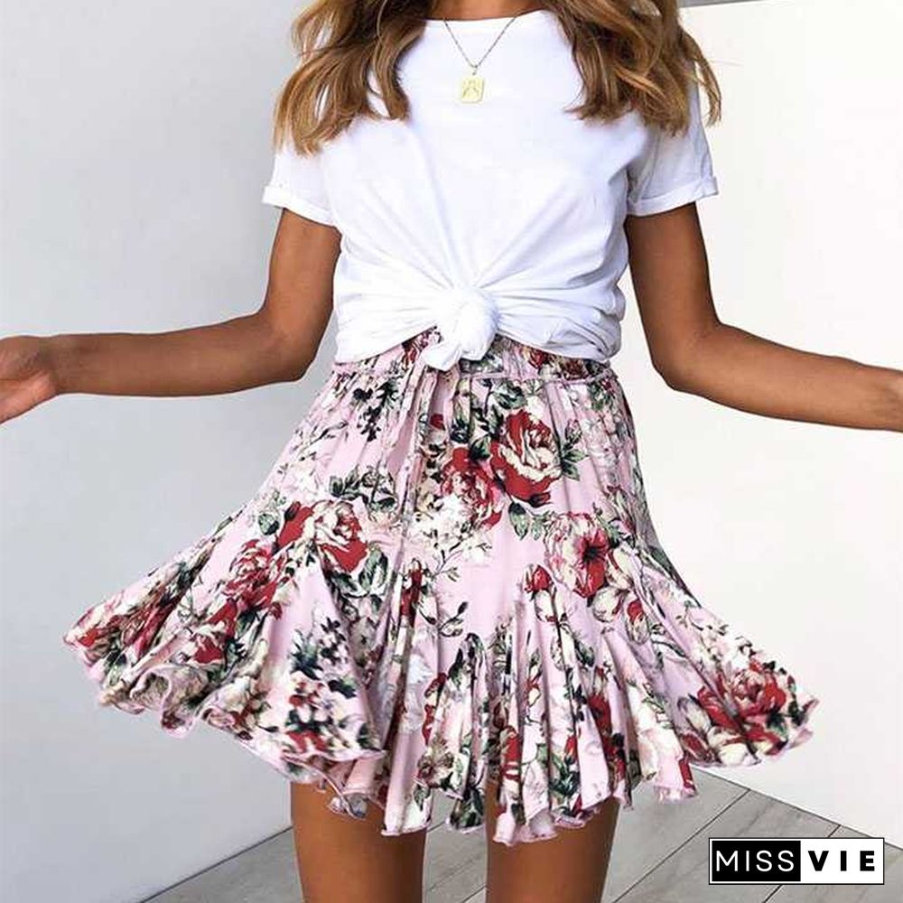 Easy To Team Elastic Waistband Flounce Mini Skirt