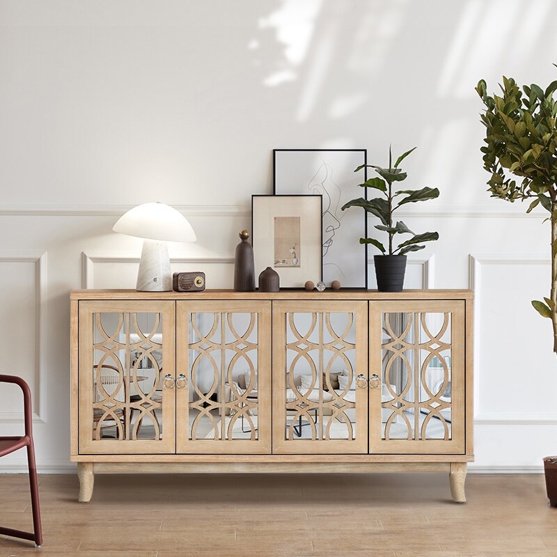 Storage Cabinet Sideboard Wooden Cabinet with 4 Doors