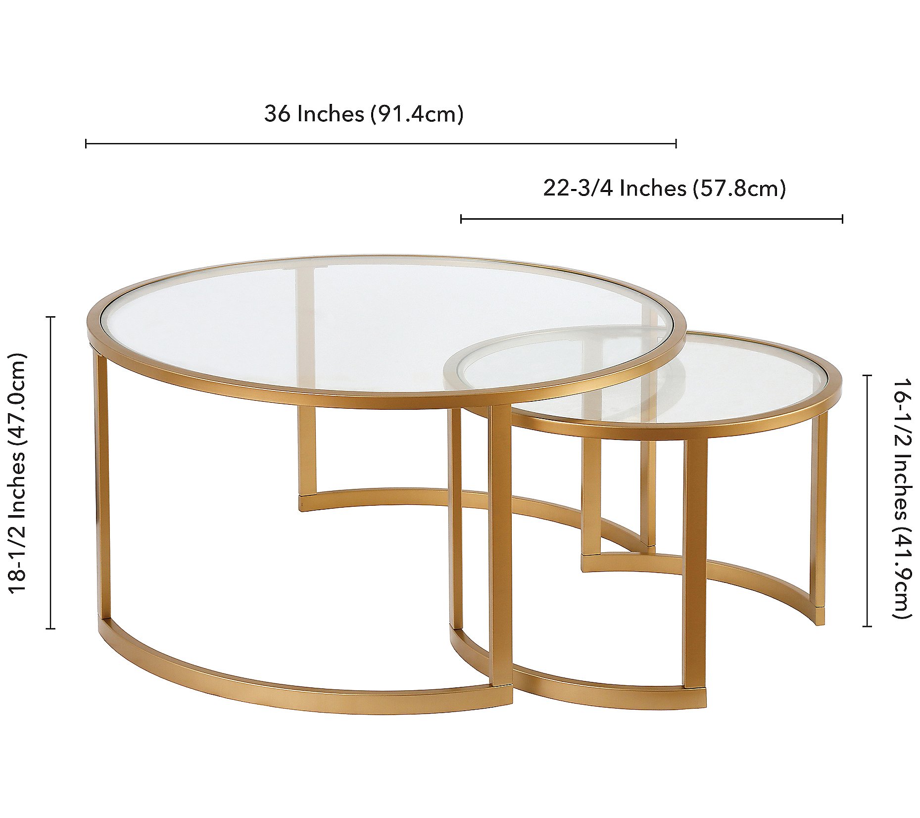 Hudson and Canal Mitera Round Nested Coffee Table in Brass