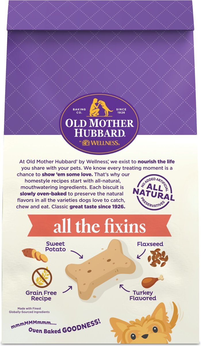 Old Mother Hubbard Mini All The Fixins Grain-Free Biscuits Baked Dog Treats