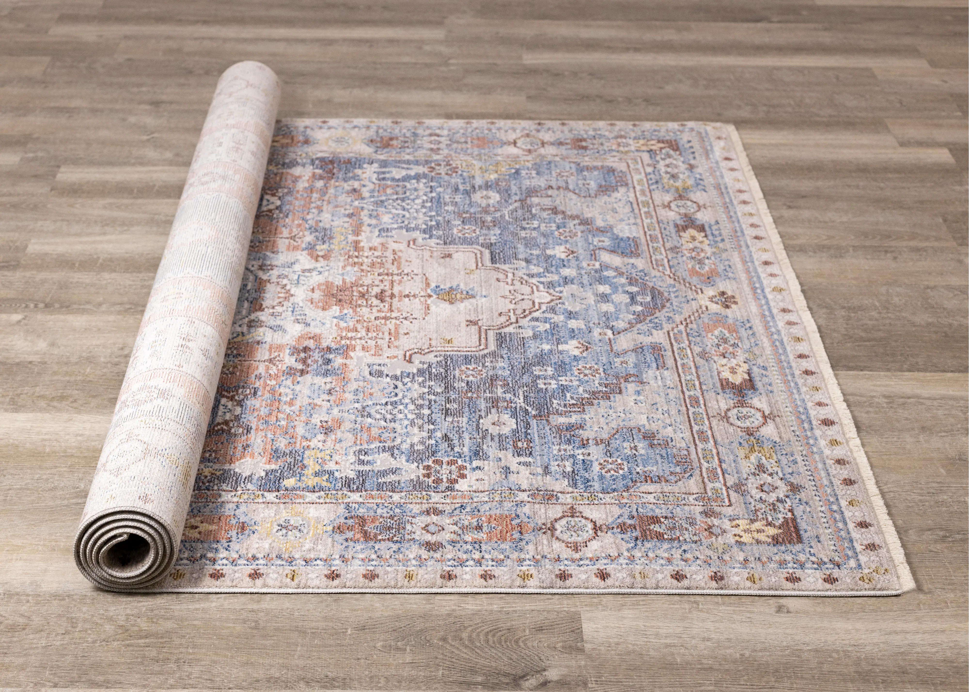 Monaco 5 x 8 Border Gray Blue Area Rug