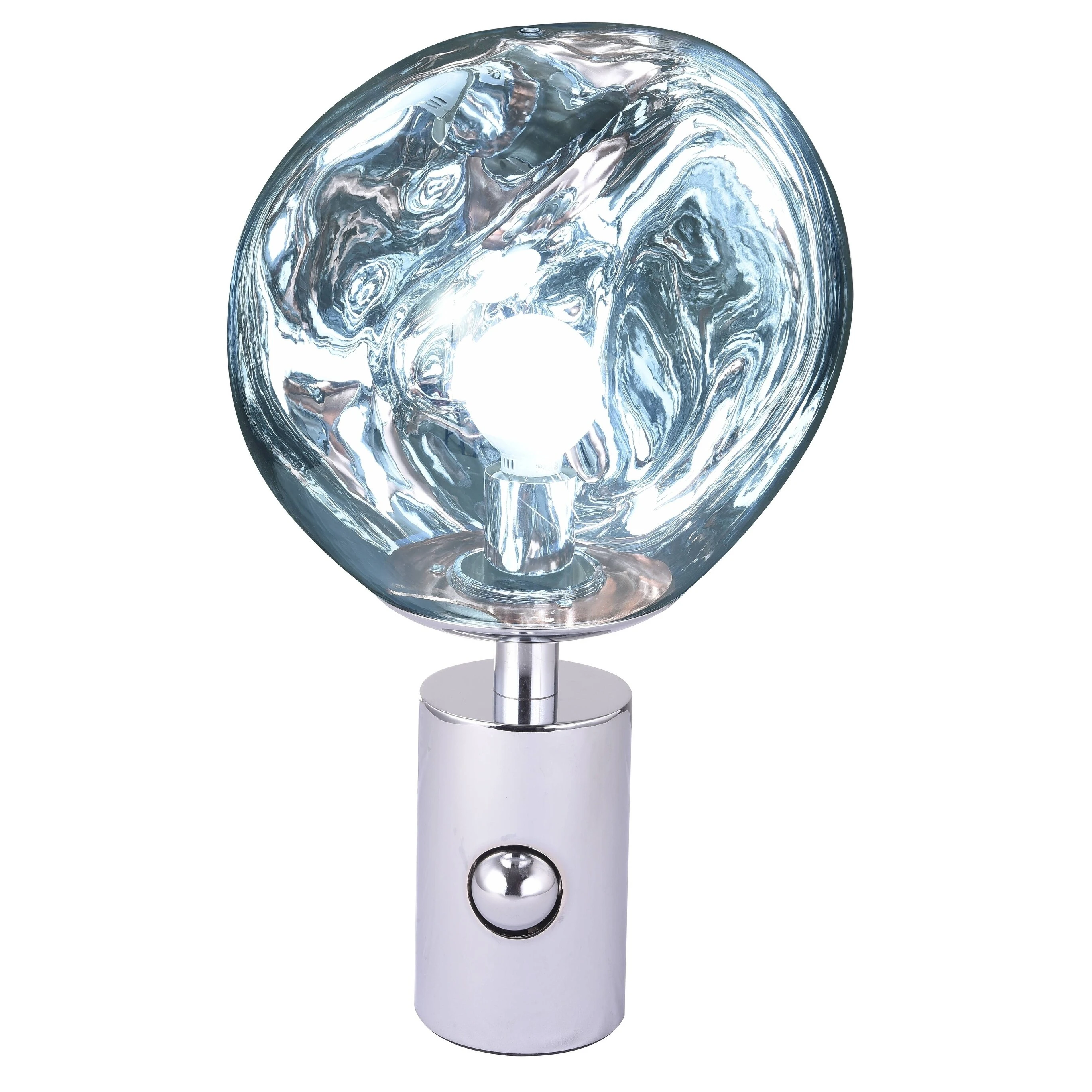 Chrome Metal Table Lamp With Silver Acrylic Shade