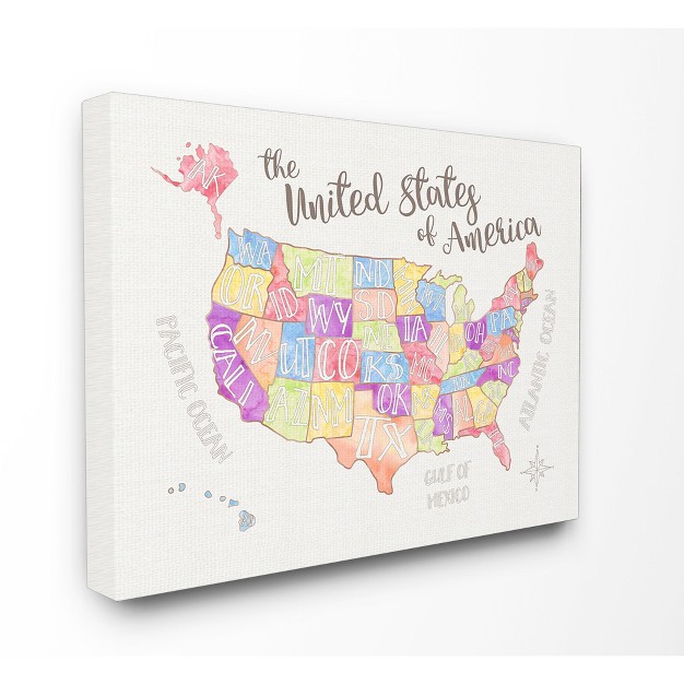 United States Us Map Water Color Oversized Stretched Canvas Kids x27 Wall Art 24 quot x30 quot x1 5 quot Stupell Industries