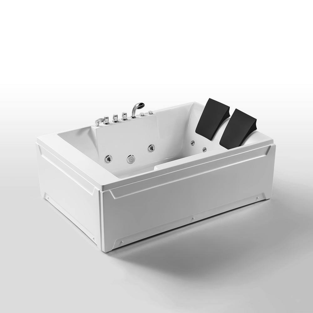 Empava 72 in. 177 Gal. Acrylic Left Drain Rectangular Alcove Whirlpool Lighted Bathtub in White with Tub Filler EPV-72JT367LED