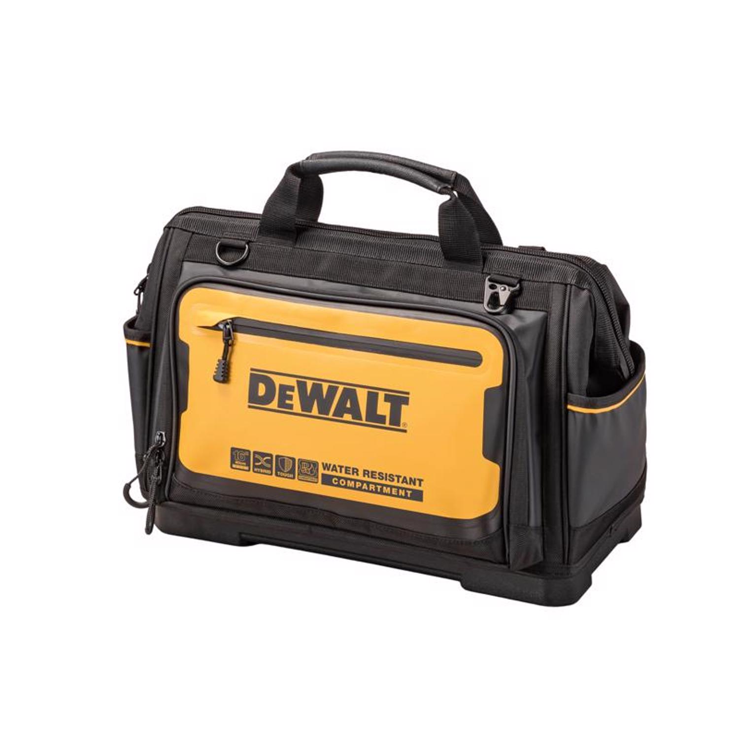 DW Polyester/Tarpaulin Open Mouth All-Purpose Tool Bag 19 pocket Black/Yellow 1 pc