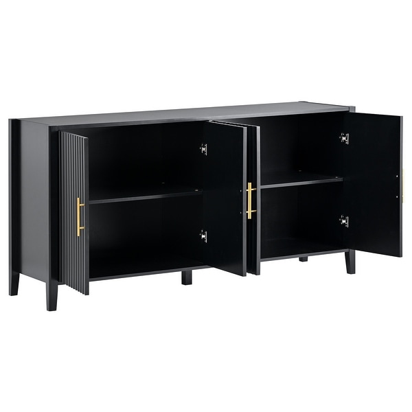 U-Style Accent Storage Cabinet Sideboard Wooden Cabinet with Metal Handles