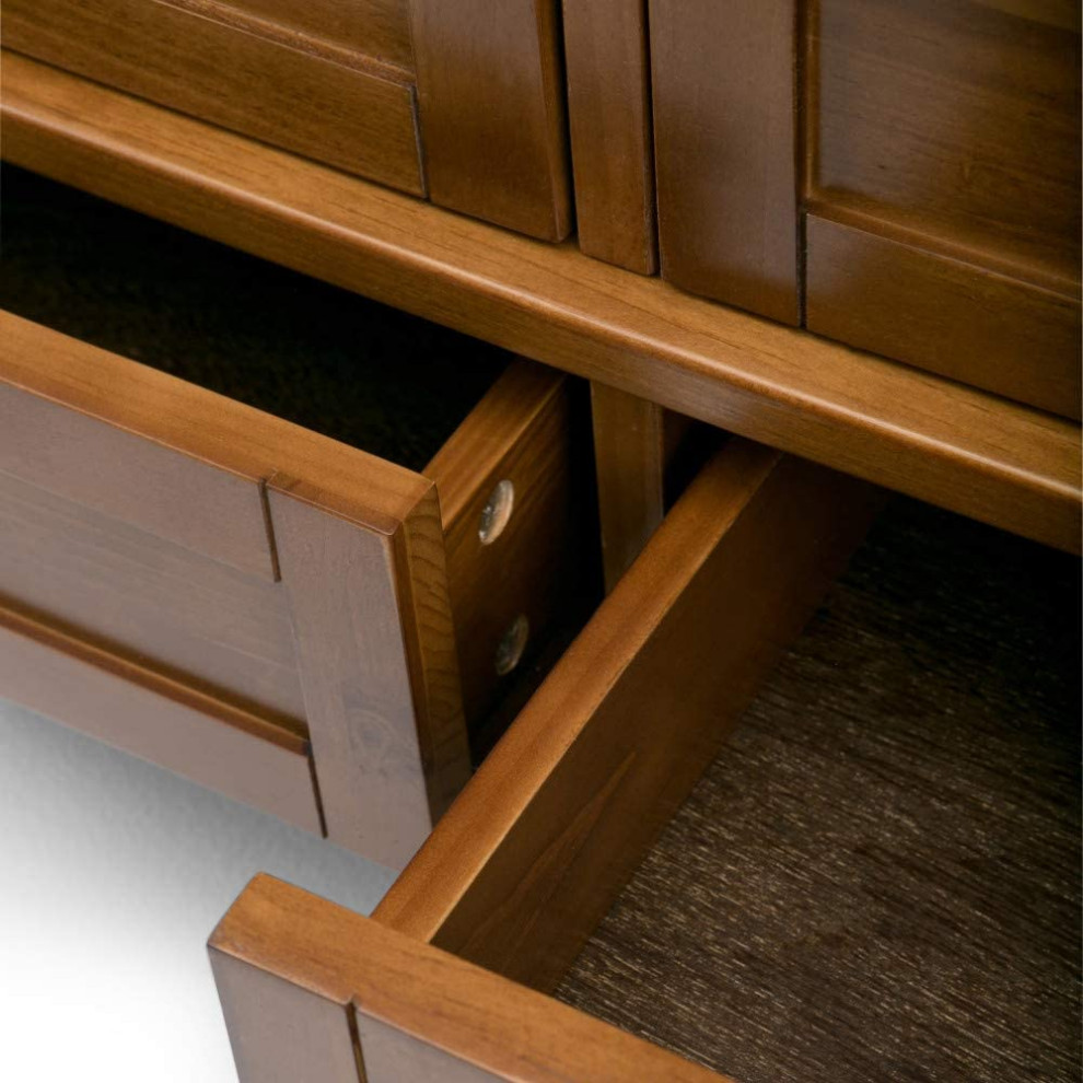 Console Table  Tapered Legs With 4 Drawers and Open Shelf   Traditional   Console Tables   by Declusia  Houzz