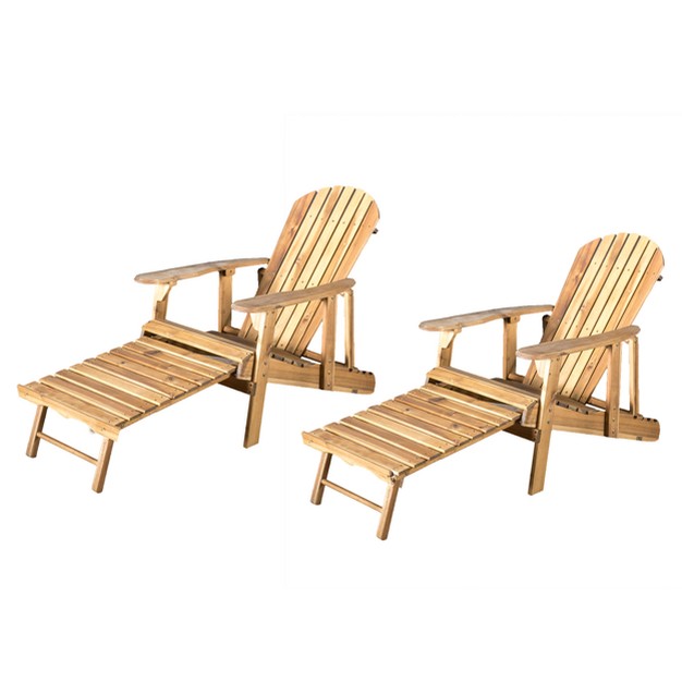 Hayle 2pk Wood Reclining Adirondack Chair With Footrest Christopher Knight Home