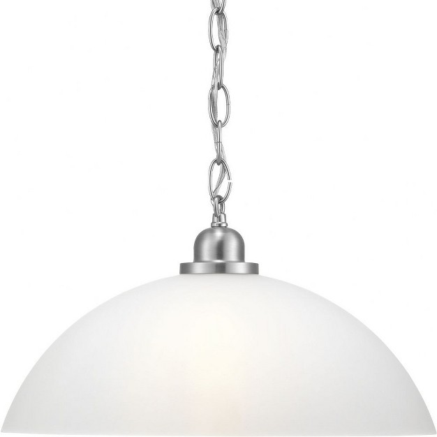 Progress Lighting Classic Collection 1 light Pendant Brushed Nickel Etched Glass Shade