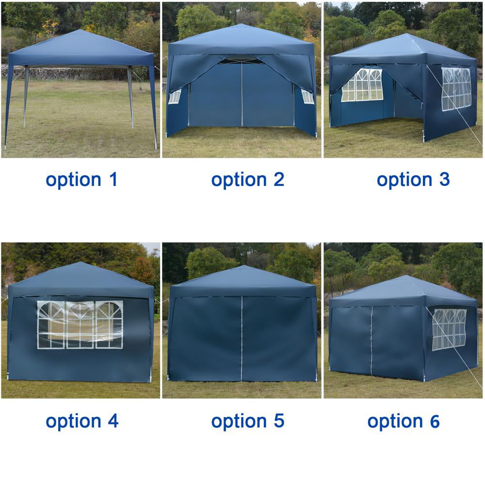 Zimtown 10' x 10' Folding Tent Gazebo Wedding Party Canopy Pop Up Instant Shelter W/ Two Doors & Two Windows and Carry Bag Blue