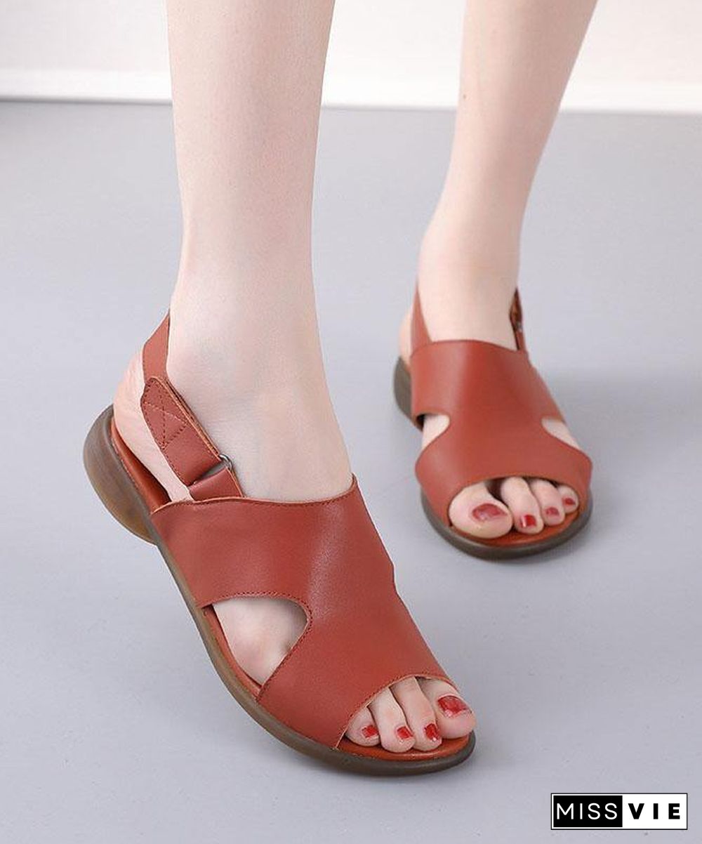 Orange Walking Sandals Genuine Leather Casual  Water Sandals