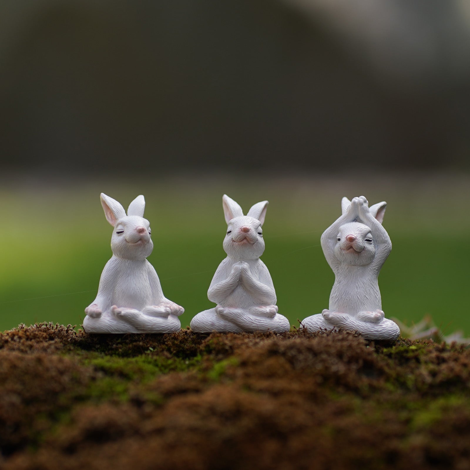 Goodeco Yoga Rabbit Fairy Garden Statues - Gifts for mom/Grandma/Wife/Daughter/Sister,Birthday Gifts for Women/Mother Desk Decor,Best Easter Gifts,Yard Decor 1.5*2.1 Set of 3