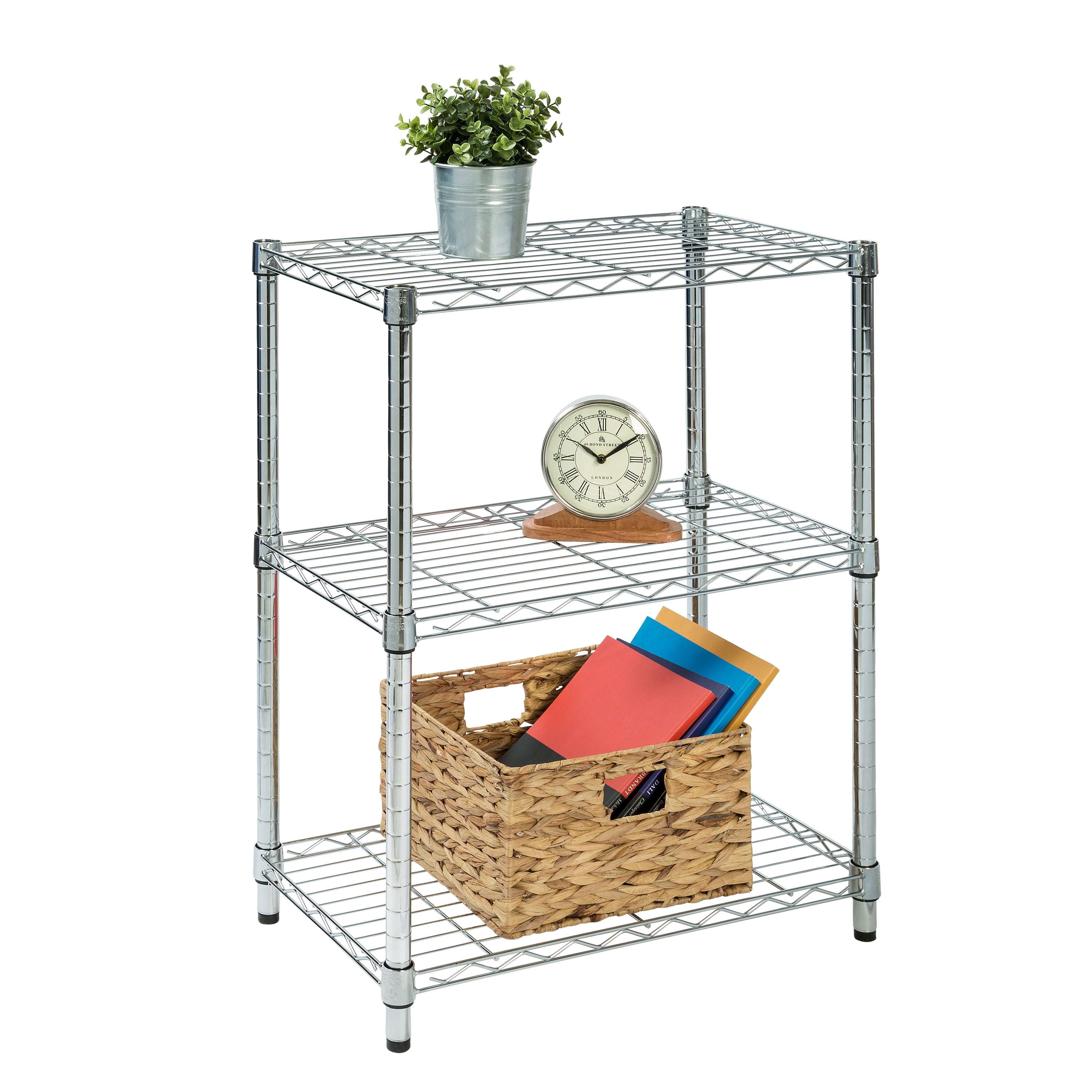 Honey-Can-Do 3-Tier Heavy-Duty Adjustable Shelving Unit with 250-lb Weight Capacity, Chrome,Shelves & Shelf Units Chrome,Steel