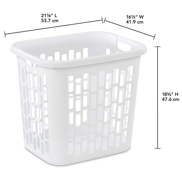 Sterilite Ultra Easy Carry 2 Bushel Plastic Combination Laundry Basket And Dirty Clothes Hamper With Vents For Bedroom And Bathroom White 4 Pack