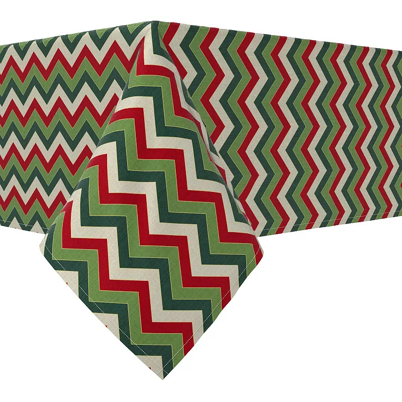 Rectangular Tablecloth， 100% Cotton， 52x104， Holiday Chevron