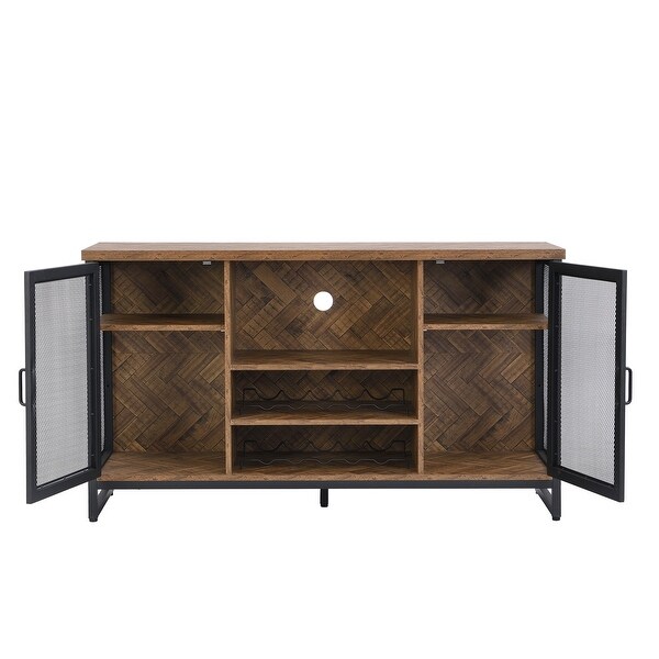 Miltifunctional Industrial Storage Cabinet， Wine Bar Cabinet for Liquor， TV Stand and Media Entertainment Center Console Table