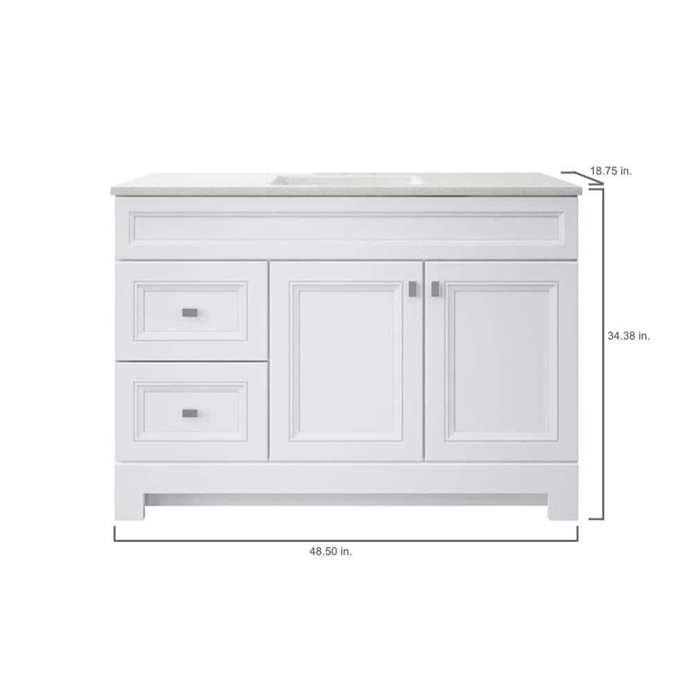 Home Decorators Collection Sedgewood 485 in W x 188 in D x 344 in H Freestanding Bath Vanity in White with Arctic Solid Surface Top