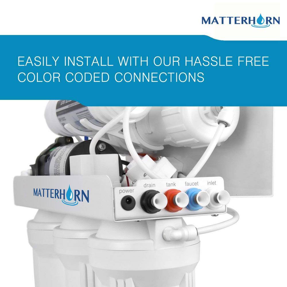 Matterhorn Superior Reverse Osmosis Under the Sink Water Filter System with Pump - 5 Stage 50 GPD MRO-5050P