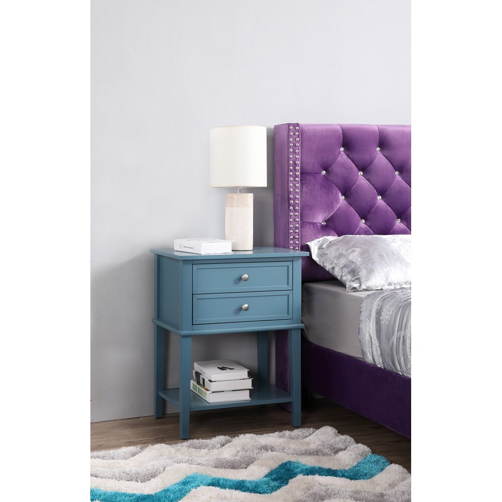 LYKE Home 2 Drawer Blue Nightstand