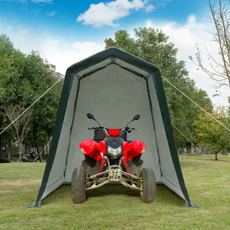 6 x 8 FT Heavy Duty Steel Enclosed Carport Car Tent Canopy Outdoor Garage Storage Shelter Shed with Waterproof Ripstop Cover