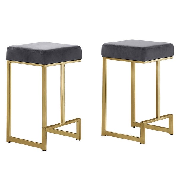 Best Master Furniture Velvet Gold Counter Height Stool (Set of 2)