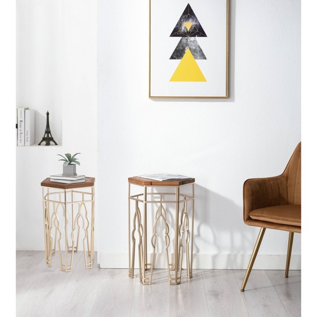 Genevieve Nesting Tables Gold natural Boraam