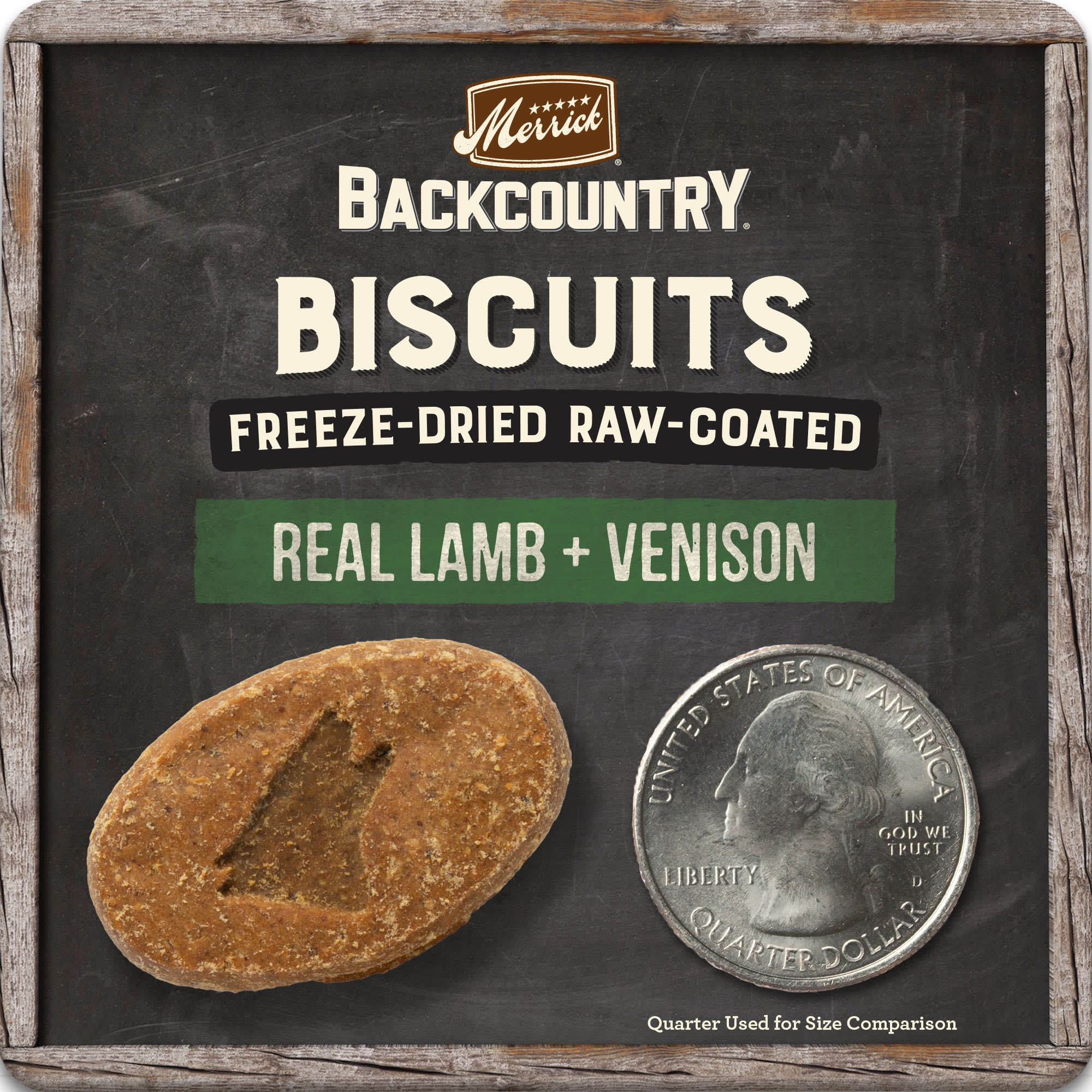 Merrick Backcountry Freeze-Dried Raw Coated Biscuit Lamb + Venison Recipe Dog Treats， 10 oz.