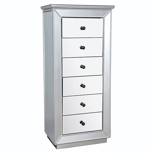 Mirrored Jewelry Armoire， with 6 Drawers and 16 Necklace Hooks - - 36987970