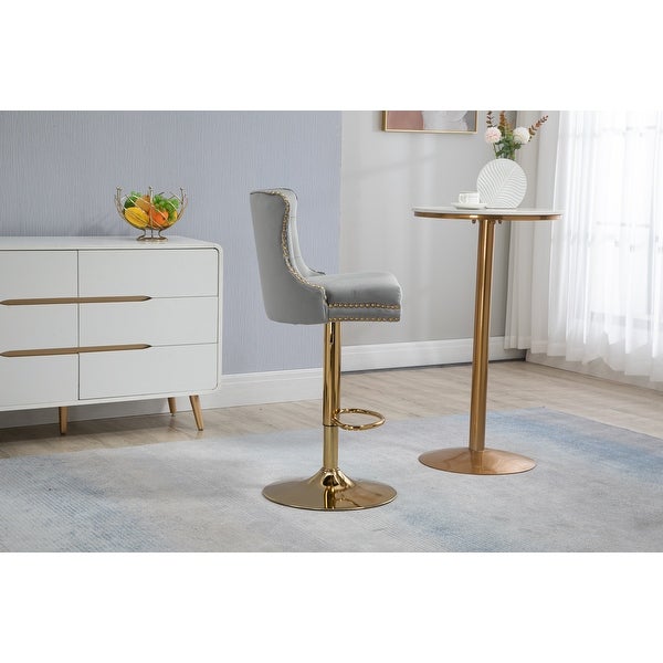 Modern Swivel Barstools Adjustable Height Bar Chairs with Footrest