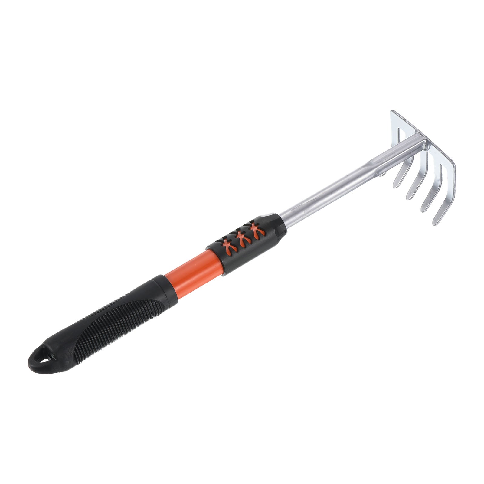 Uxcell 17.3" 5 Tines Hand Gardening Rake, High Carbon Steel Nonslip Handle Hardened Loosening Soil Cultivator, Silver