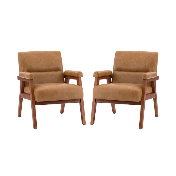 Philipp Modern Leather Armchair with Tufted Design Set Of 2 by HULALA HOME