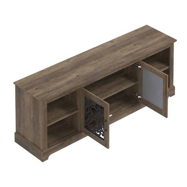 Galano Calidia 68 2 In 2 Door Tv Stand Fits Tv x27 s Up To 75 In In Knotty Oak With Gray Stone Dusty Gray Oak With Gray Stone