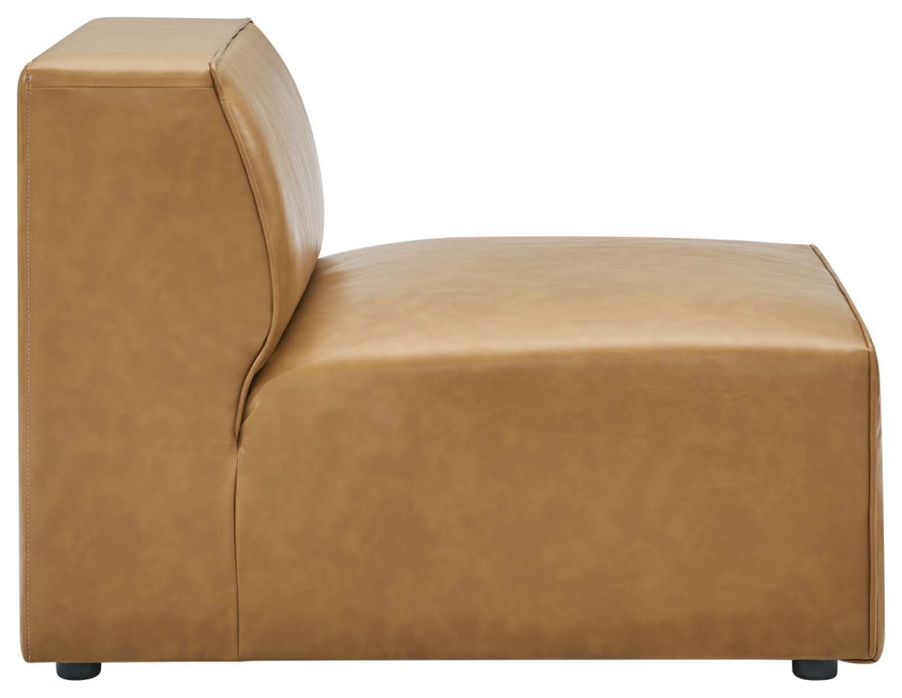 Armless Accent Chair  Vegan Leather Upholstery With Piping Trim Details   Contemporary   Armchairs And Accent Chairs   by Declusia  Houzz