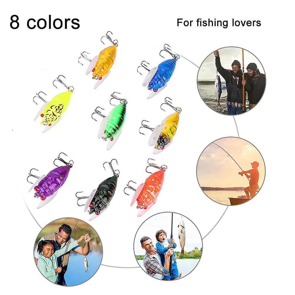 8 Colors Colorful Soft Cicada Shape 5cm/6g Simulating Fish Lures Baits Fishing Bait With Hooks