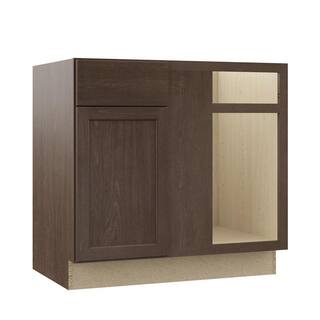 Hampton Bay Shaker Assembled 36x34.5x24 in. Blind Base Corner Kitchen Cabinet in Brindle KBBC45-BDL